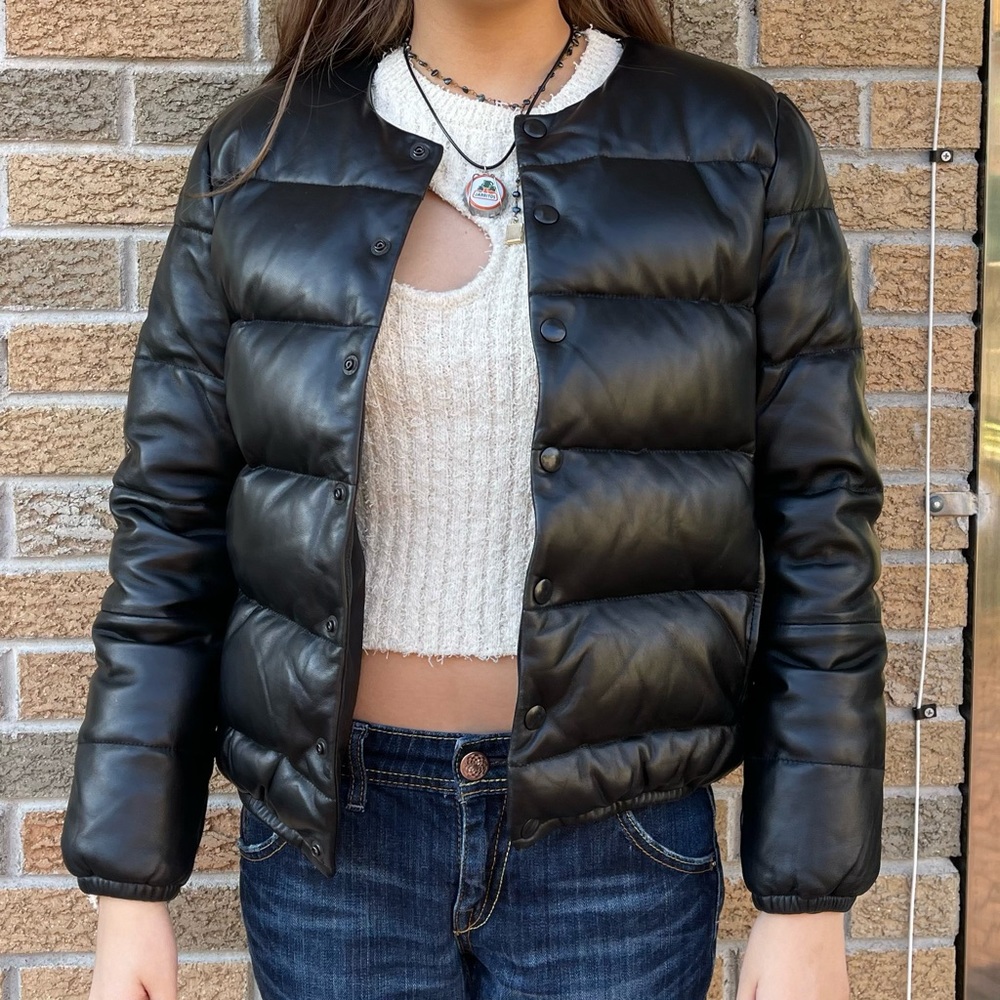 Alexander Wang lamb leather down puffer , size:S